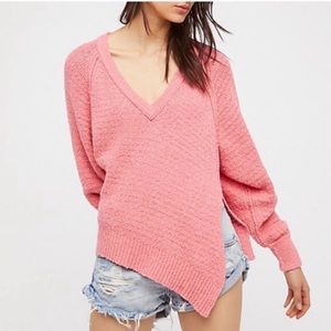 Free People Pink West Coast Asymmetrical Sweater